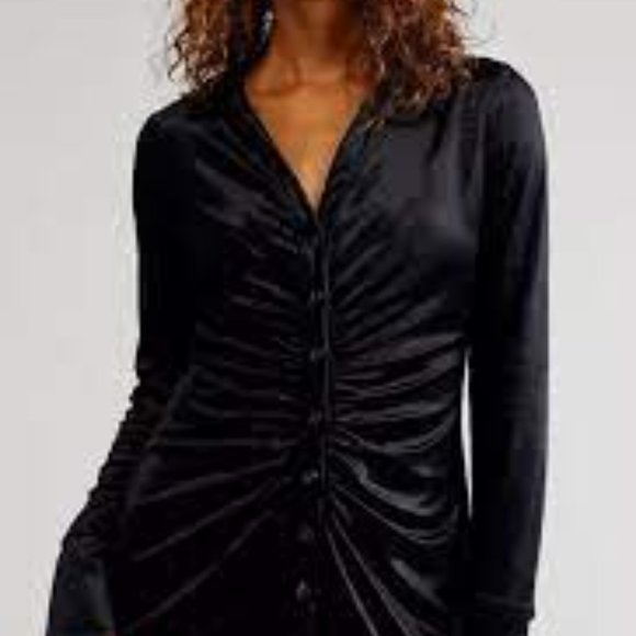 Free People Black Velvet Shayla Mini Dress, size XS, worn once, no flaws - Picture 4 of 6